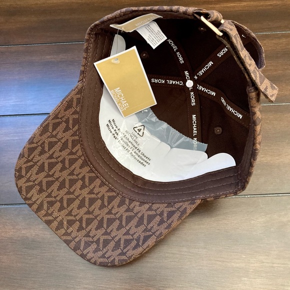 NEW Michael Kors MK Logo Print Baseball Cap Hat Brown NWT - Picture 5 of 8